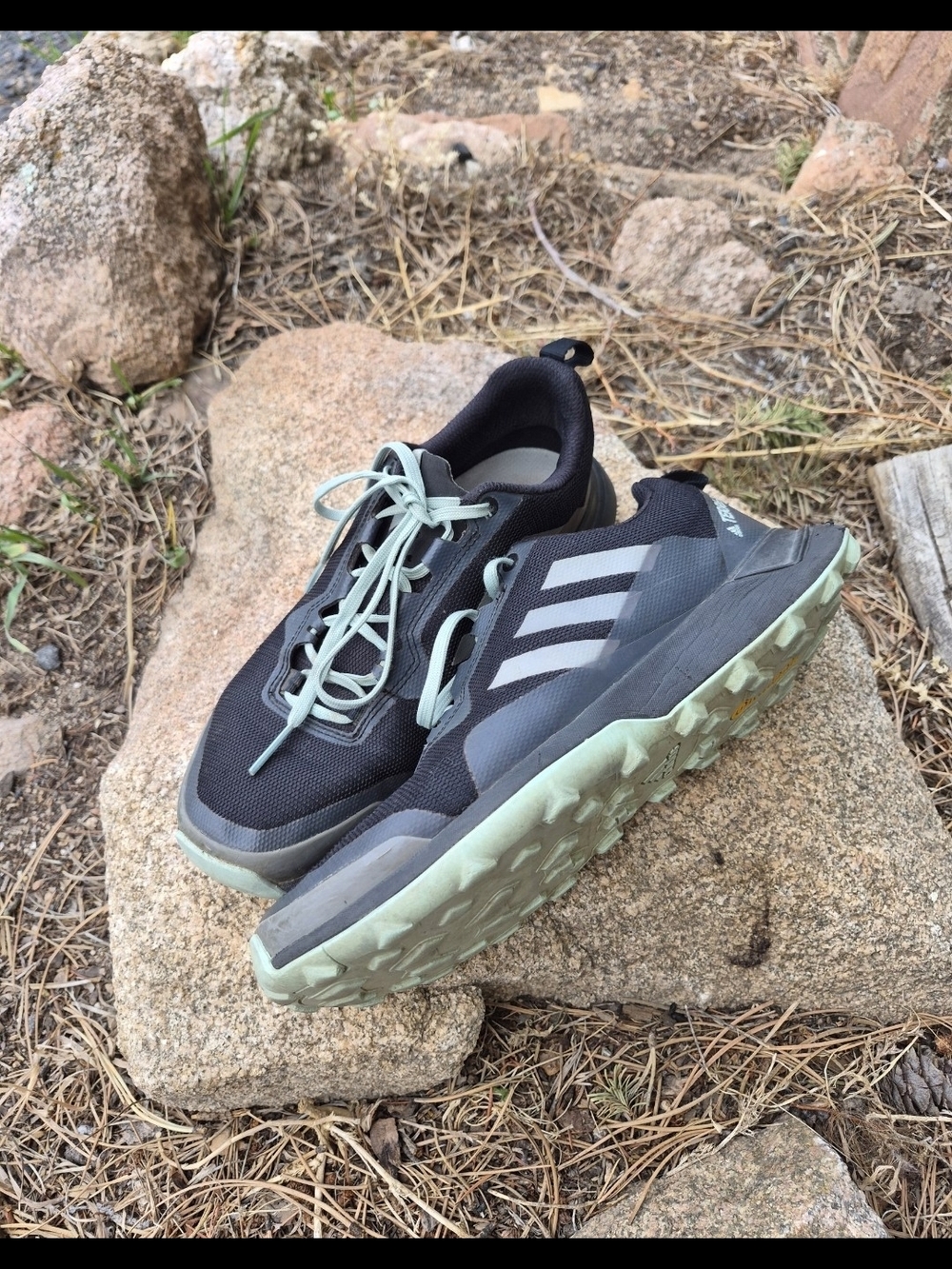 adidas Womens Black and Mint Green Trail Sneakers